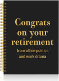 Mhfpl Congrats On Your Retirement from Office Politics and Work Drama Black Golden Spiral Blank Notebook, Funny Retirement Goodbye Farewell Gifts for Coworker Colleague, Humor Gifts for Boss Manager