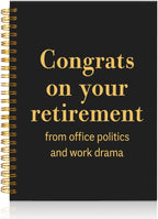 Mhfpl Congrats On Your Retirement from Office Politics and Work Drama Black Golden Spiral Blank Notebook, Funny Retirement Goodbye Farewell Gifts for Coworker Colleague, Humor Gifts for Boss Manager