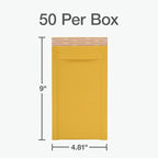 Quality Park Bubble Mailers, 4 x 8 Shipping Envelopes, Self-Seal, Small Kraft Padded Envelopes, Redi-Strip Peel Off Closure, 50 Per Box (QUA85928)