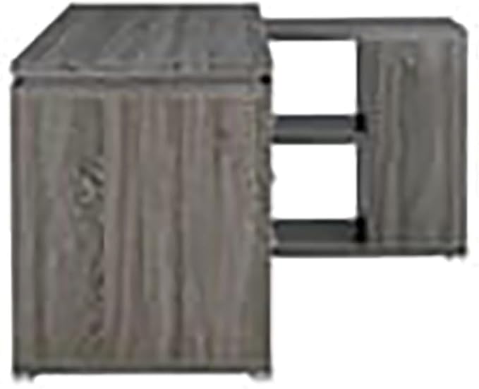 Pemberly Row L Shape Corner Storage Desk in Weathered Gray, Letter/Legal File, 5 Bookshelves