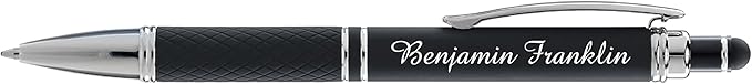 ExpressDesigns™ - Personalized Pens Gift Set - 2 Pack of Soft Touch Metal Pens w/gift box - Luxury Ballpoint Pen Custom Engraved with Name or Message (Black - Blue)