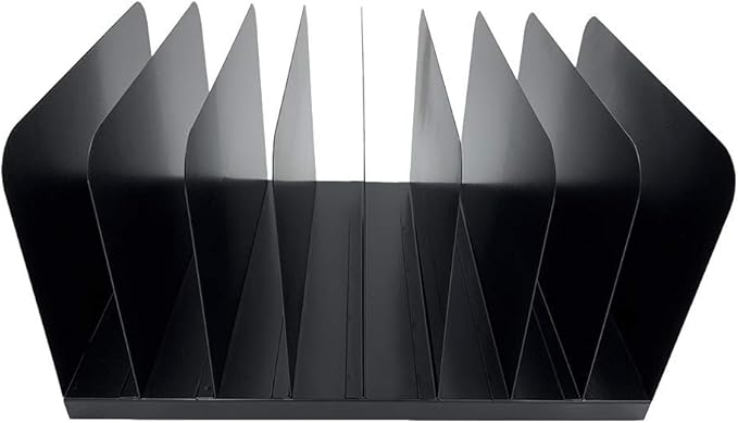 Huron Desktop File Binder Organizer Storage Vertical 8 Slot, Black Commercial Grade Steel