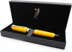 xixixiaozhu Metal Big Fountain Pen Set Medium Nib 0.7mm, Includes Ink Refill Converter, 5 Ink Cartridges & Gift Box (Medium Nib 0.7mm, Yellow)