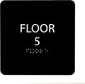 ADA CENTRAL SIGNS - 6" X6" Floor 5 Sign - ADA Compliant Tactile Graphics Grade 2 Braille Text Acrylic Wall Signs - Directional Assistance, Floor Number Safety Sign for Office, school Hospital, Apartment