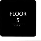 ADA CENTRAL SIGNS - 6" X6" Floor 5 Sign - ADA Compliant Tactile Graphics Grade 2 Braille Text Acrylic Wall Signs - Directional Assistance, Floor Number Safety Sign for Office, school Hospital, Apartment