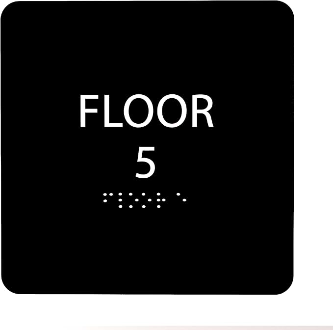 ADA CENTRAL SIGNS - 6" X6" Floor 5 Sign - ADA Compliant Tactile Graphics Grade 2 Braille Text Acrylic Wall Signs - Directional Assistance, Floor Number Safety Sign for Office, school Hospital, Apartment