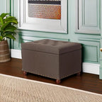 Decent Home 24'' Fabric Ottoman with Storage Rectangle Foot Rest Ottomans Stool for Living Room(Coffee)