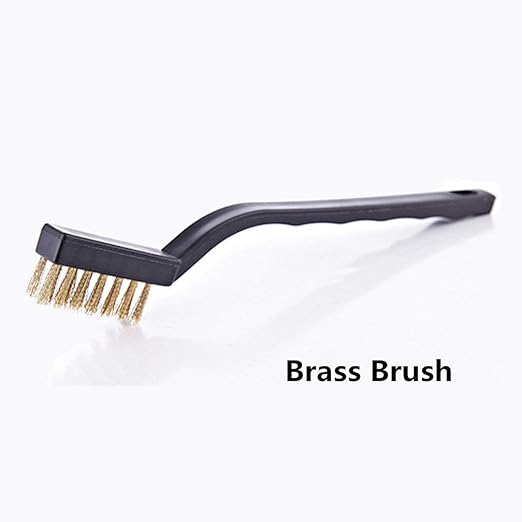 YiwerDer 9PCS MINI Brass Brushes Set, Curved Handle Scratch Wire Toothbrush, Cleaning Welding Slag and Rust