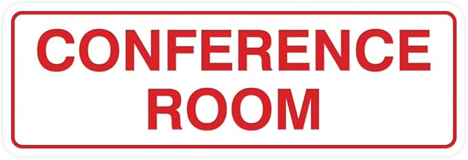 Standard Conference Room Sign - White/Red - Small 10 Pack
