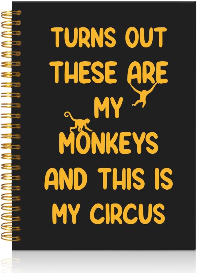Mhfpl Turns Out These are My Monkeys and This is My Circus Black Golden Spiral Notebook, Humorous Office Gifts, Team Gifts for Boss, Retirement Thank You Gifts for Boss Leader