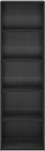 Furinno LUDER Book Shelf, 5-Cube Bookshelf, Bookcase with Open Shelf, 9.4 x 15.8 x 52, for Living Room, Bedroom, Home Office, Blackwood