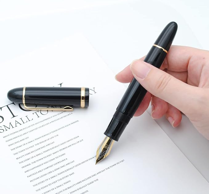 JINHAO X159 Fountain Pen (EF Nib 0.38mm, Black with Gold Clip)