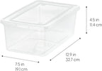 IRIS USA 6-Pack Storage Bins with Lids, 6 Quart - Crystal Clear, Shoe Boxes Stackable Containers Organize Shoes Closet Shelves, Teacher Tools Classroom Organization, Game - BPA-Free Plastic
