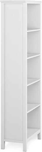 SIMPLIHOME Artisan Bookcase - 72 inch Tall 5-Shelf Solid Wood Bookshelf in White, Contemporary Storage for Living Room, Study Room or Office with Adjustable Shelves and Decorative Side Panels