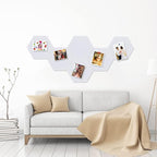 Vuzvuv 6 Pcs Hexagon Bulletin Board with 50 Pushpins & Sticky Note Adhesive Cork Board for Wall，Felt Pin Board for School，Office Decor（White）