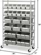 Seville Classics Commercial 7-Tier Platinum/Gray NSF 22-Bin Rack Storage System