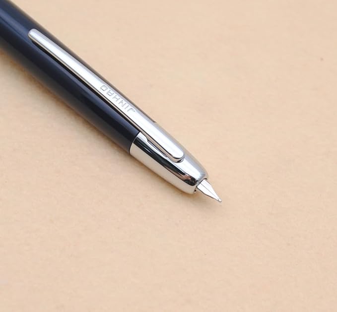 JINHAO 20 Press Fountain Pen, Retractable Capless Resin Pen with Ink Converter (F Nib 0.5mm, Dark Blue)