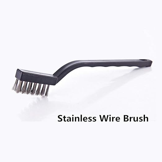 YiwerDer 9PCS MINI Wire Brushes, Stainless Steel Brush Set, Curved Handle Scratch Toothbrush, Cleaning Welding Slag and Rust