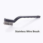 YiwerDer 9PCS MINI Wire Brushes, Stainless Steel Brush Set, Curved Handle Scratch Toothbrush, Cleaning Welding Slag and Rust
