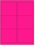 8-1/2 x 11 Neon Color High Light Fluorescent Labels for Laser & Inkjet Printer (Pink Fluorescent, 4" x 3-1/3" - 6 Per Page | 600 Labels)