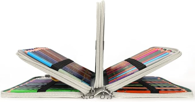 Vomgomfom Large Capacity Pencil Holder with Zipper Closure Twill Fabric Case for 300 Colored Pencils or 200 Gel Pen, Artist Organizer (Gray Rose)