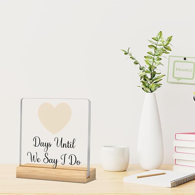 Engagement Gifts for Couples, Funny Wedding Countdown Acrylic Sign, Funny Wedding Gifts for Couples Decor for Home Party, Bride Shower Gifts Ideas A 12