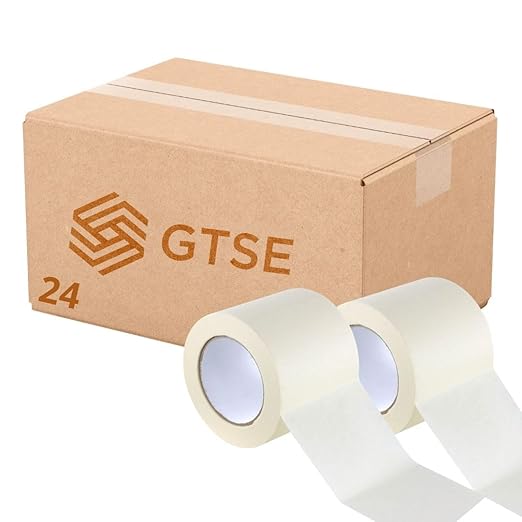 GTSE Wide Masking Tape, 4 inches x 55 Yards (164 ft), Multi-Surface Adhesive Painting Tape, 24 Rolls