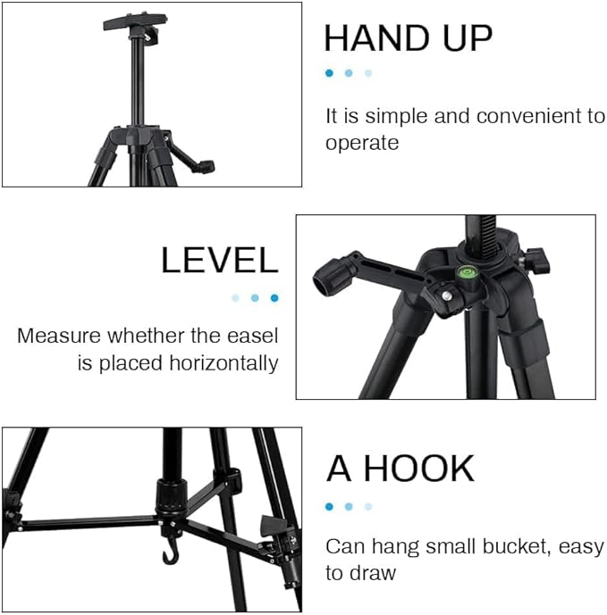 RRFTOK Art Easel Stand for Painting and Sign - Aluminum Metal Artist Tripod Adjustable Easels for Display Height from 21 to 61Inches - Canvas Stand with Paintbrush Tray for Artists Adult Holder
