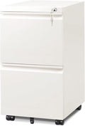 DEVAISE 2 Drawer Mobile File Cabinet with Lock, Commercial Vertical Filing Cabinet for Home Office, White
