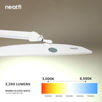 Neatfi Elite HD XL Task Lamp, 3 Adjustable Light Modes, 22 Inches Wide, 2260 Lumens, 84PCS SMD LED, Super Bright Desk Light, Non-Polar Dimming (CCT with Clamp, White)
