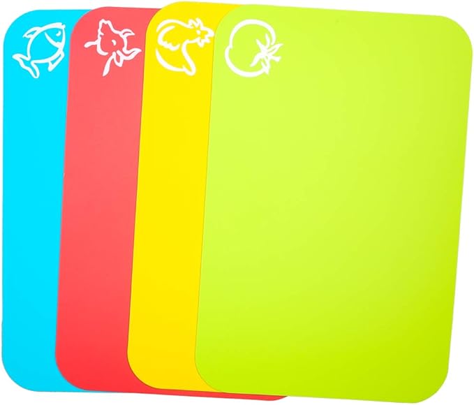Carrollar Small Flexible Plastic Cutting Board Mats, 2 Pack Cutting Boards Mats With Food Icons, Gripped Back and Dishwasher Safe, Set of 4,7.5x11.4inch (2)