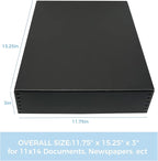 Lineco 11x14 Black Museum Archival Storage Box, Drop Front Design, 11 1/2 x 15 x 3 in. Acid-Free with Metal Edge. Preserves Picture Longevity, Organize Photos or Documents, Crafts, DIY.
