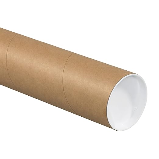 Aviditi BOX USA Mailing Tubes, 3" W x 26" H, 24-Pack - Round Corrugated Tubes for Mailing and Storage of Blueprints, Artwork, Crafts, Posters, Long Art Holder