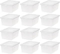 IRIS USA 12-Pack Storage Bins with Lids, 15 Quart, Shoe Boxes Clear Stackable Containers Organize Shoes Closet Shelves, Organization Teacher Tools, Game Storage - BPA-Free Plastic