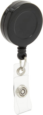 Juvale Badge Reels - 100 Pack, Black, 26.5 in Nylon Cord - Retractable Badge Reel & ID Card Holder Clips & Name Tag Holder for Nurses & Teachers
