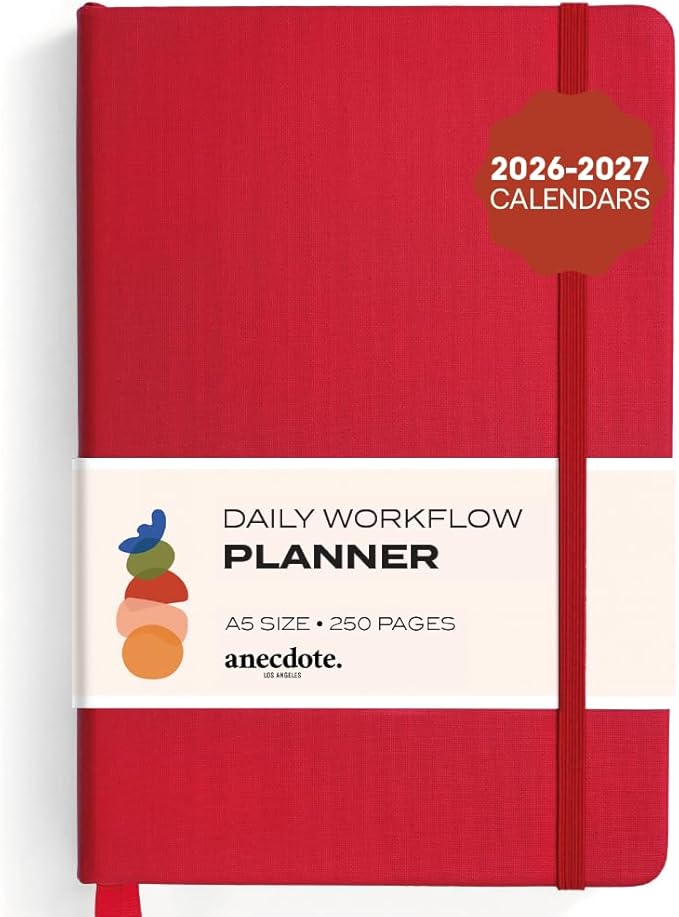 Anecdote 2026-2027 Planner: A Monthly, Weekly & Daily Planner with Calendar | 8.5" x 5.2" | Hardcover To-Do List Organizer, Planning Your Success, Start Anytime, Achieve Productivity Goals (Red)