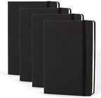 Simply Genius Notebooks - A5, Black, 4-Pack, Hardcover - Dotted Grid Journal for Work & School