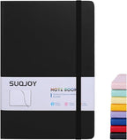 SUQJOY Lined Journal Notebooks for Writing, 100 GSM Thick Paper, 1 Pack Hardcover Notebooks, A5 College Ruled Notebook, Journaling Notebook for School/Travel/Office (Black- 1 Pack)