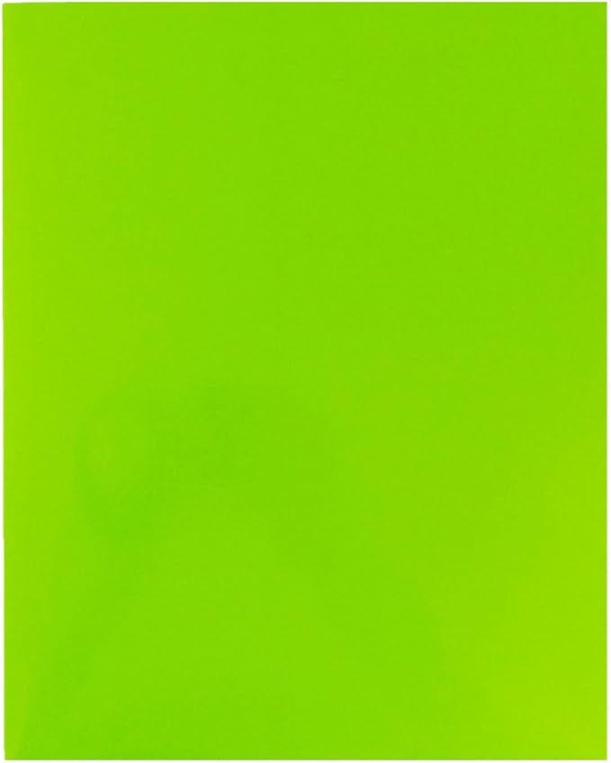 JAM PAPER Laminated Two Pocket Glossy School Folders - Letter Size - High Gloss Lime Green - Bulk 25/Pack
