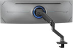 Heavy Duty Monitor Arm Aluminum Single Gas Spring Monitor Arm Suit for Flat/Ultrawide/Cruved Screen 34-49 inch and New 57 inches Screen Weight Capacity up to 44lbs，Black