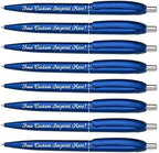 Personalized Ballpoint Pens - Retro -Retractable Click action - Custom - Black writing - Printed Name pens - Imprinted with Your Logo or Message - with Personalization - 12 Pens/Box (Blue)
