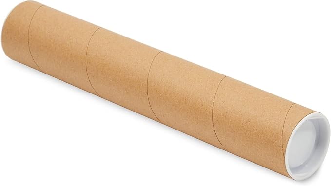 Stockroom Plus Mailing Tubes - Poster Storage Capacity - Blueprint Tube Protection - Spiral Construction & Thick Cardboard Strength - 2 in x 12 in, Pack of 12, Brown Kraft