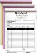 Custom Carbonless Sales Invoice Form Books for Small Business, Personalized NCR 3-Part Receipt Book with Carbon Copies, Cover Add Company Name, Address and Number Printed