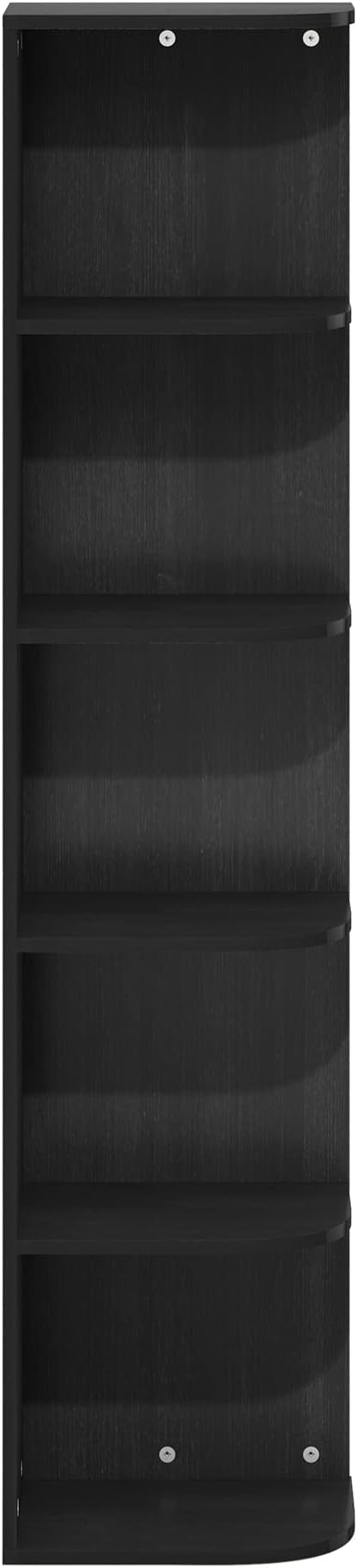Furinno PASIR Book Shelf, 5-Tier Corner Bookshelf, Open Shelves Bookcase 9.3 x 12 x 51.7, for Living Room, Bedroom, Home Office, Blackwood