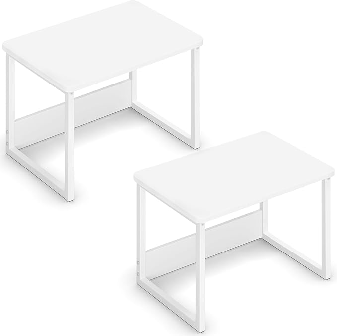MARTY Desktop Printer Stand 2 Pack Printer Stand with Storage for Desk, Shelf Organzier for Home/Office Printer Riser Under Desk Small Table for Printer Fax Machine Scanner(White)