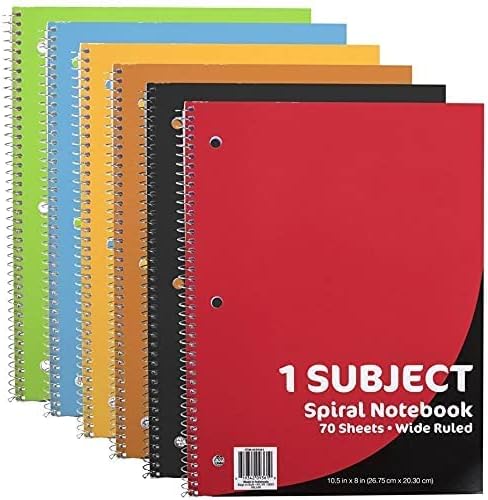 Trail maker Bulk Notebooks (50 Pack), One Subject Notebooks Wide Ruled, 70 Sheets,Spiral Bulk Notebooks for Kids, School Supplies, Journaling, Note Taking, Students, and Work