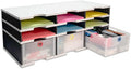 Desktop Organizer 6 Letter Tray Sorter Plus Riser Storage Base & 3 Storage Drawers - Ultimate Office TierDrop Plus Stores All of Your Documents and Supplies in One Compact Modular System