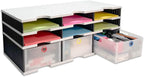 Desktop Organizer 6 Letter Tray Sorter Plus Riser Storage Base & 3 Storage Drawers - Ultimate Office TierDrop Plus Stores All of Your Documents and Supplies in One Compact Modular System