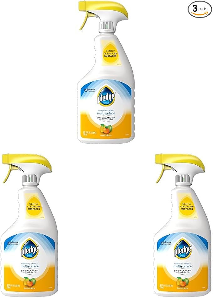 Pledge Multisurface Cleaner, Everyday Clean, Trigger, Fresh Citrus Scent, 25 oz (Pack of 3)