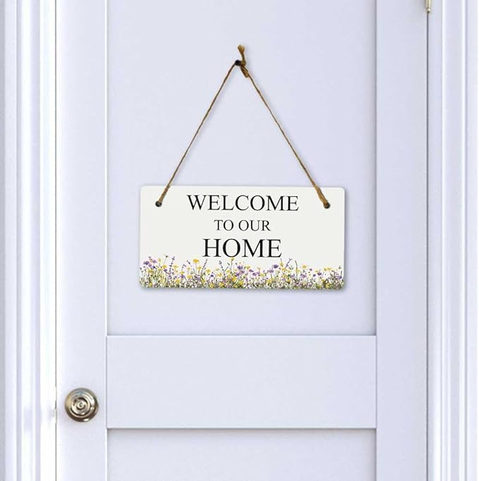 Signs ByLITA Wildflower Meadow Personalized Hanging Wall or Door Sign (5 x 10") | Custom Signage for Your Home & Business